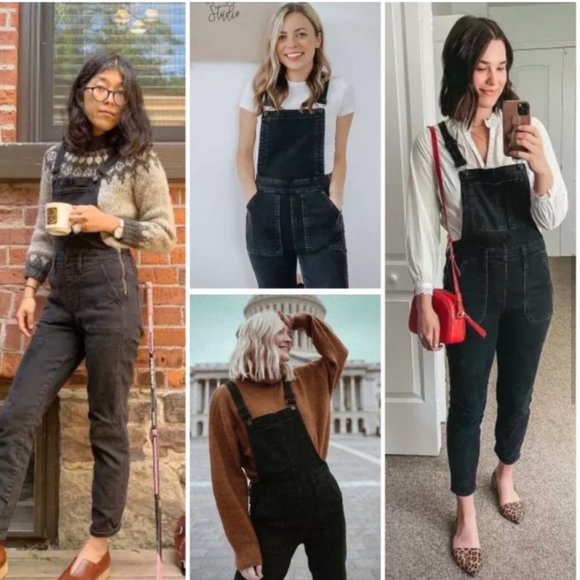 Madewell Black Denim Skinny Overalls in Lunar Wash Medium - Picture 2 of 9